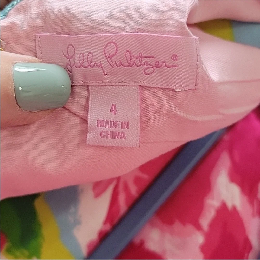 Lilly Pulitzer Pink and Green One-Shoulder Dress - Picture 2 of 6